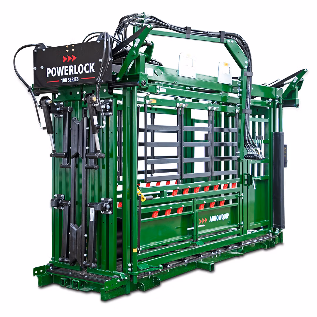 Powerlock 108 series Hydraulic cattle chute with palpation cage