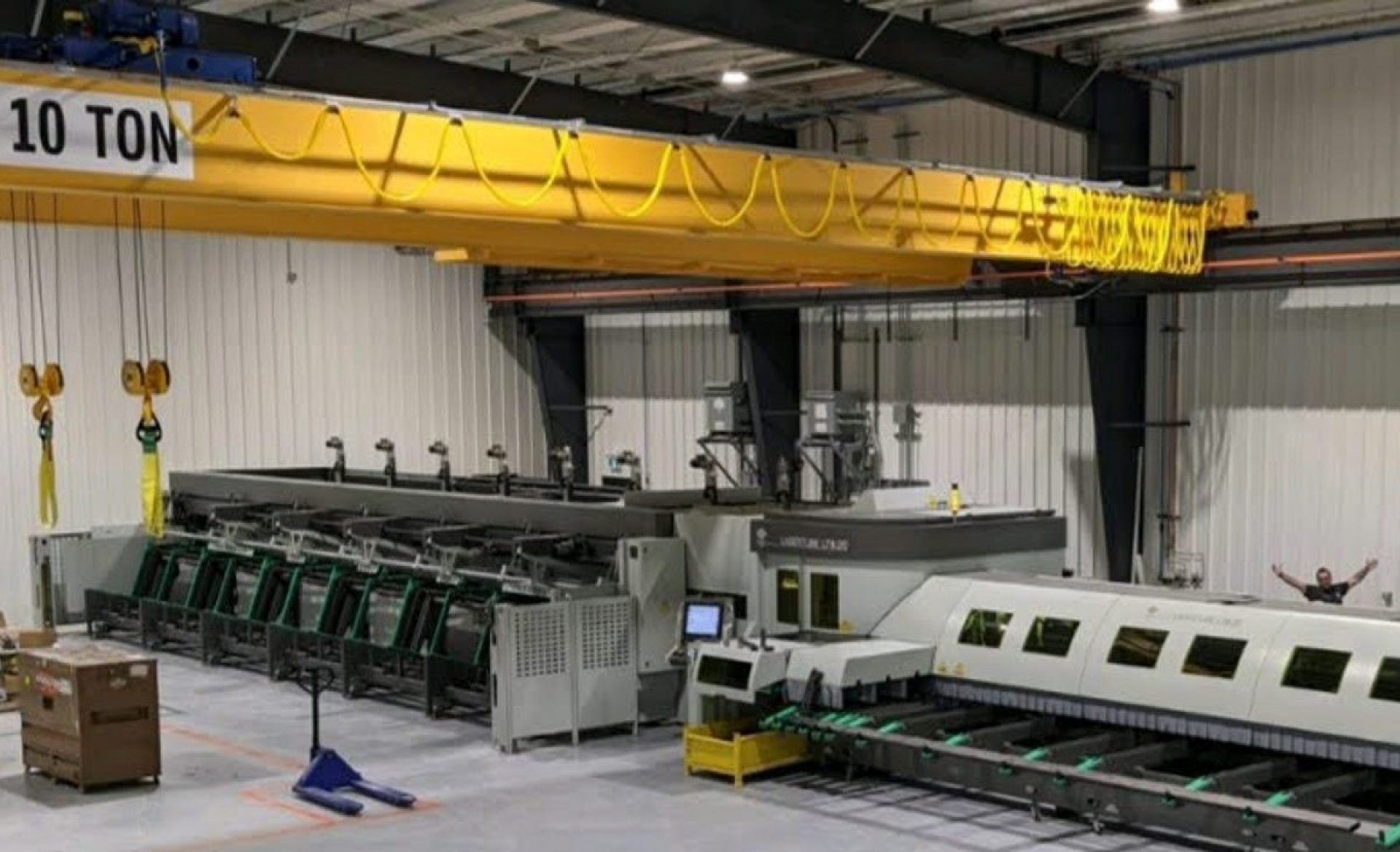 Tube laser installation at Arrowquip HQ in Woodlands, MB